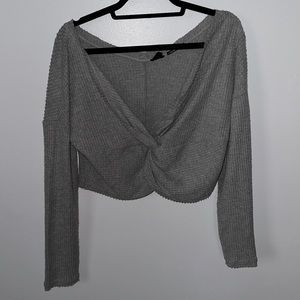 Urban Outfitters out from under large gray long sleeve shirt, waffle material